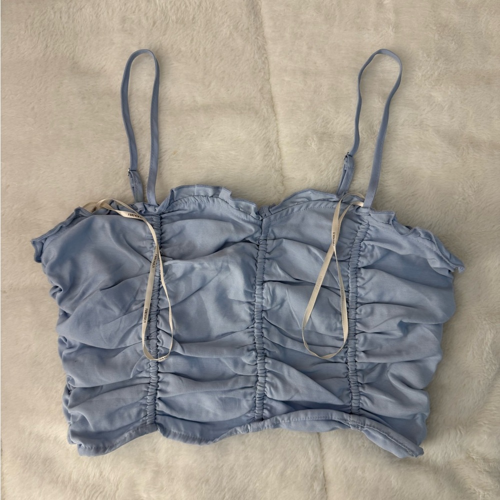 Blue Ruched Women's Top
